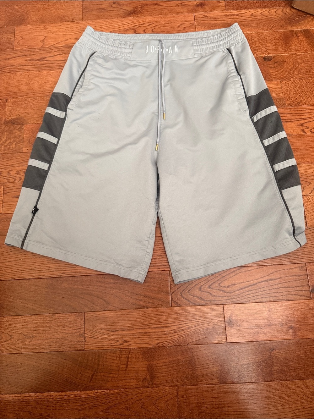 Jordan Men's Light Gray Athletic Shorts with Dark Gray Side Panels